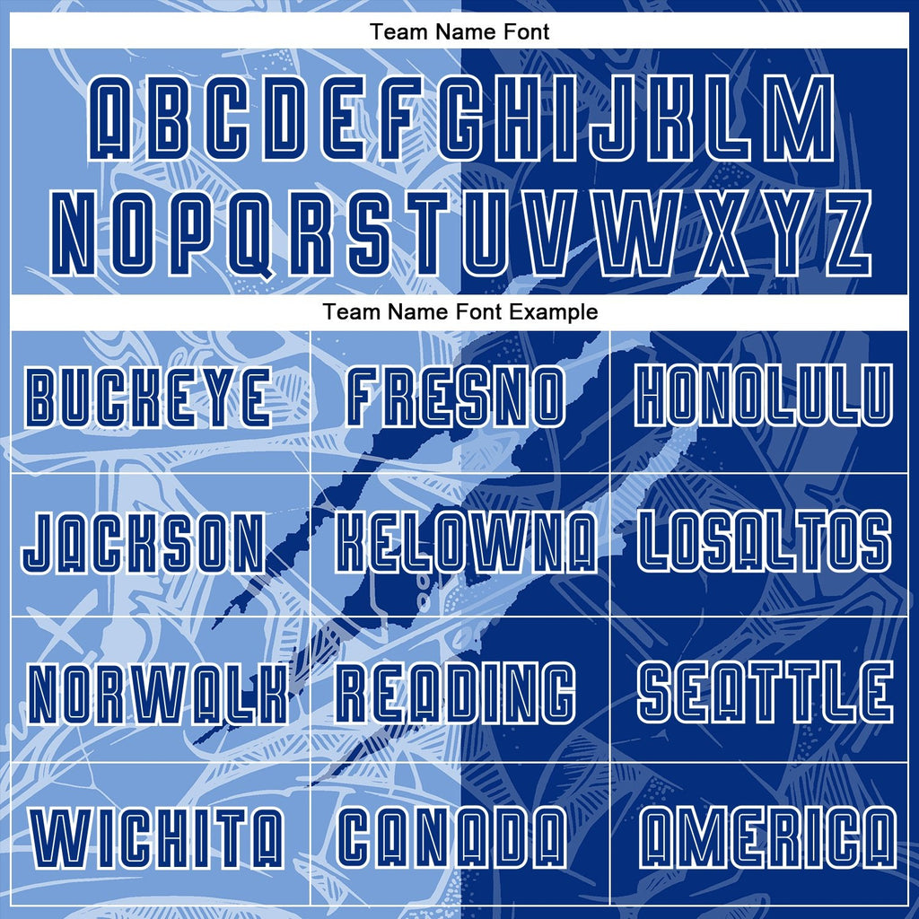 Custom Graffiti Pattern Royal-Light Blue Scratch Sublimation Soccer Uniform Jersey photo 3