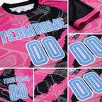 Custom Graffiti Pattern Light Blue Black-Pink Scratch Sublimation Soccer Uniform Jersey detail