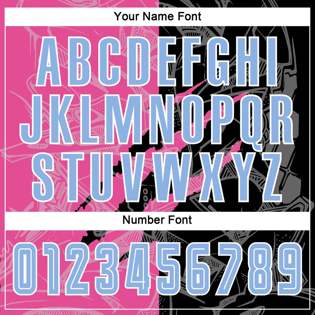 Custom Graffiti Pattern Light Blue Black-Pink Scratch Sublimation Soccer Uniform Jersey photo 4