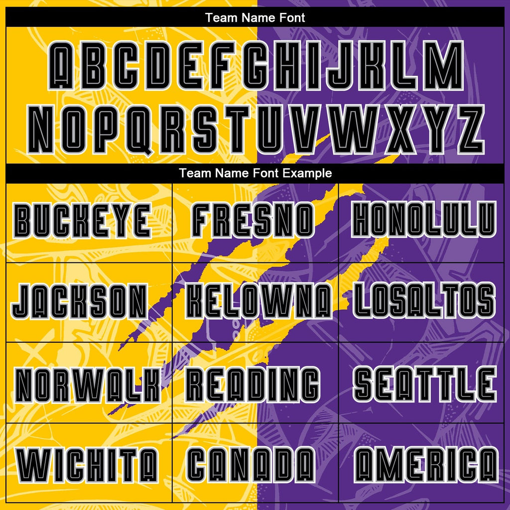 Custom Graffiti Pattern Black Purple Yellow-Gray Scratch Sublimation Soccer Uniform Jersey photo 3