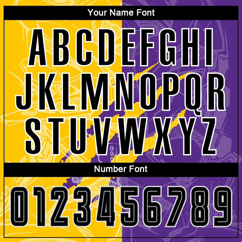 Custom Graffiti Pattern Black Purple Yellow-Gray Scratch Sublimation Soccer Uniform Jersey photo 4