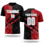 Custom Graffiti Pattern White Black Red-Gray Scratch Sublimation Soccer Uniform Jersey