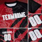 Custom Graffiti Pattern White Black Red-Gray Scratch Sublimation Soccer Uniform Jersey detail