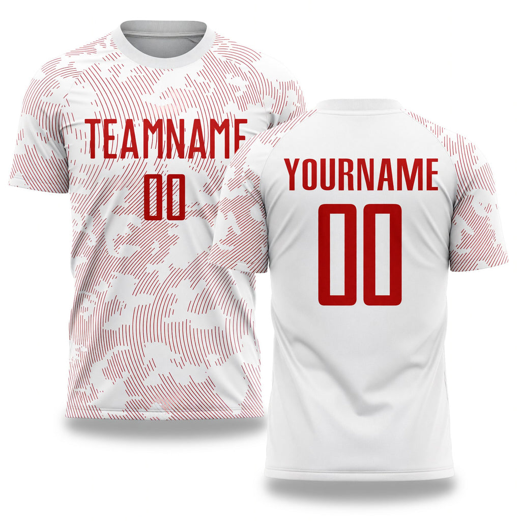 Custom White Red Sublimation Soccer Uniform Jersey