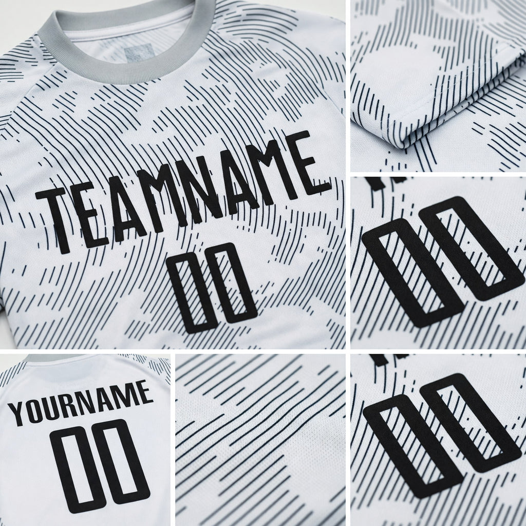 Custom White Black Sublimation Soccer Uniform Jersey detail