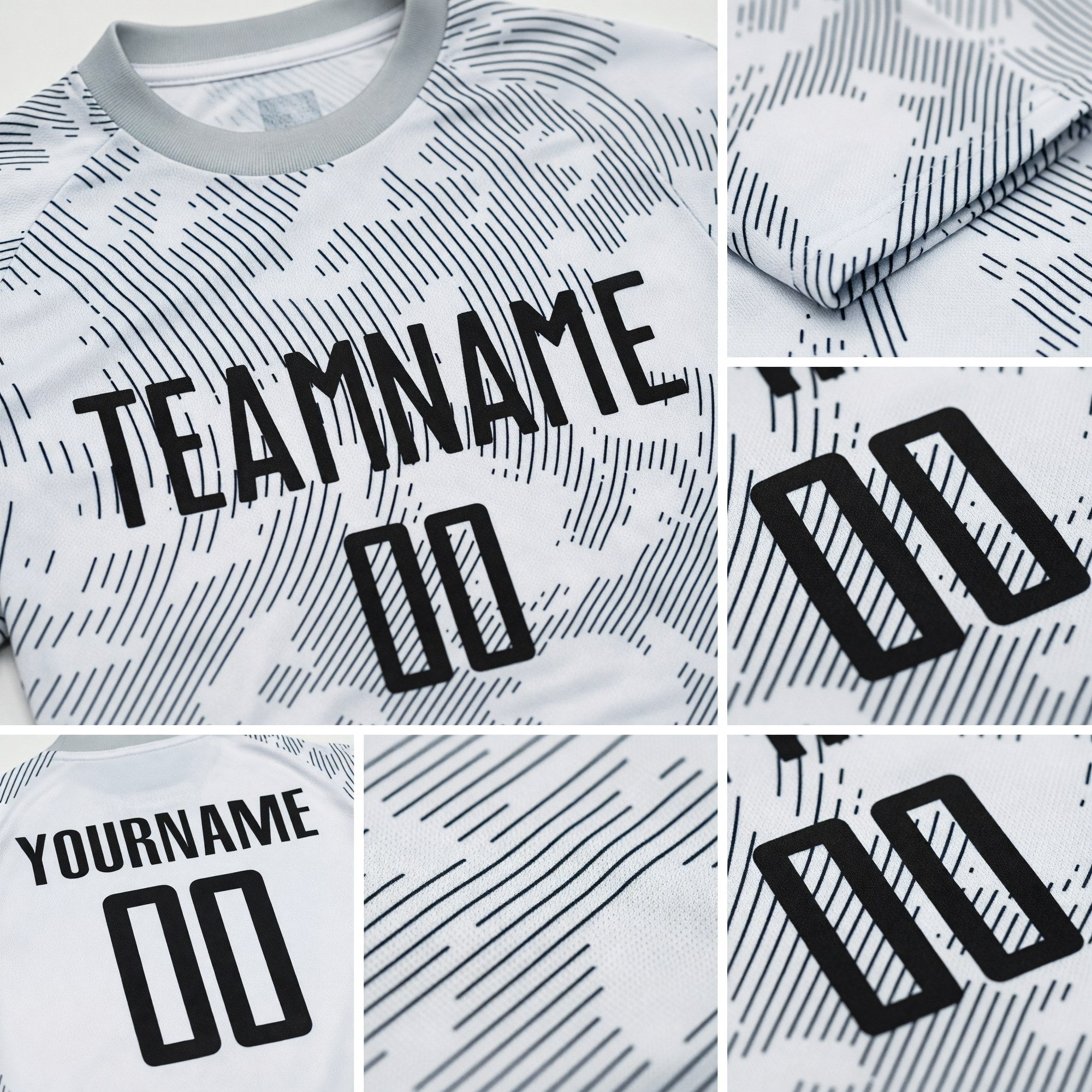 Custom White Black Sublimation Soccer Uniform Jersey detail