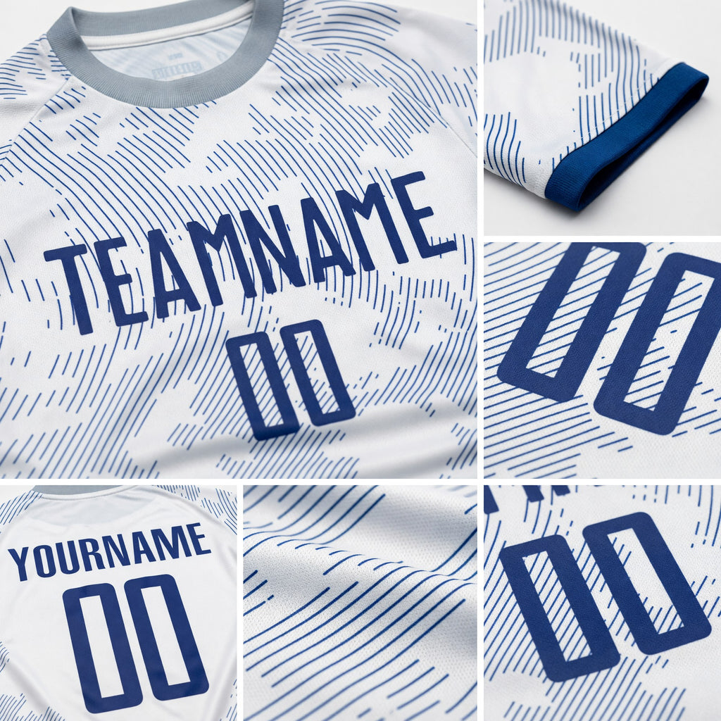 Custom White Royal Sublimation Soccer Uniform Jersey detail