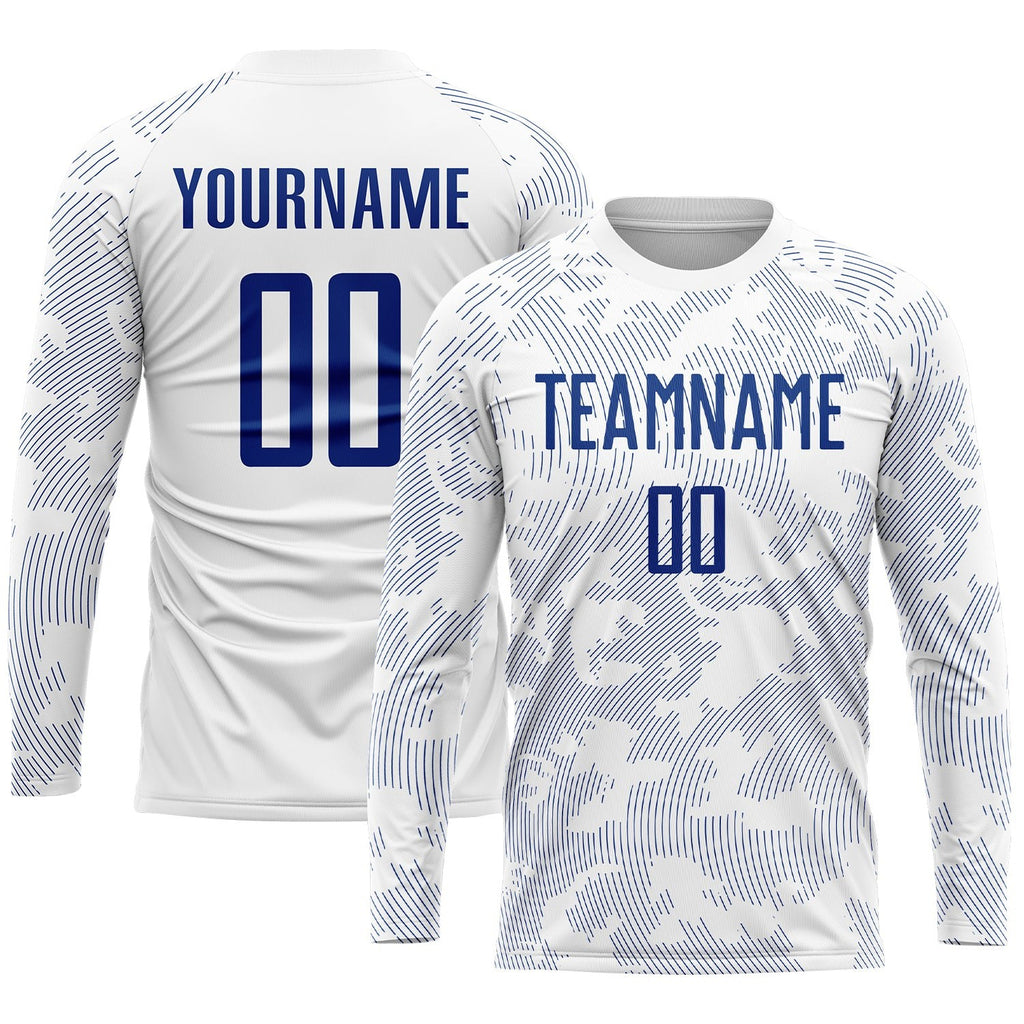 Custom White Royal Sublimation Soccer Uniform Jersey photo 1