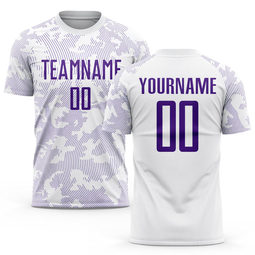 Custom White Purple Sublimation Soccer Uniform Jersey