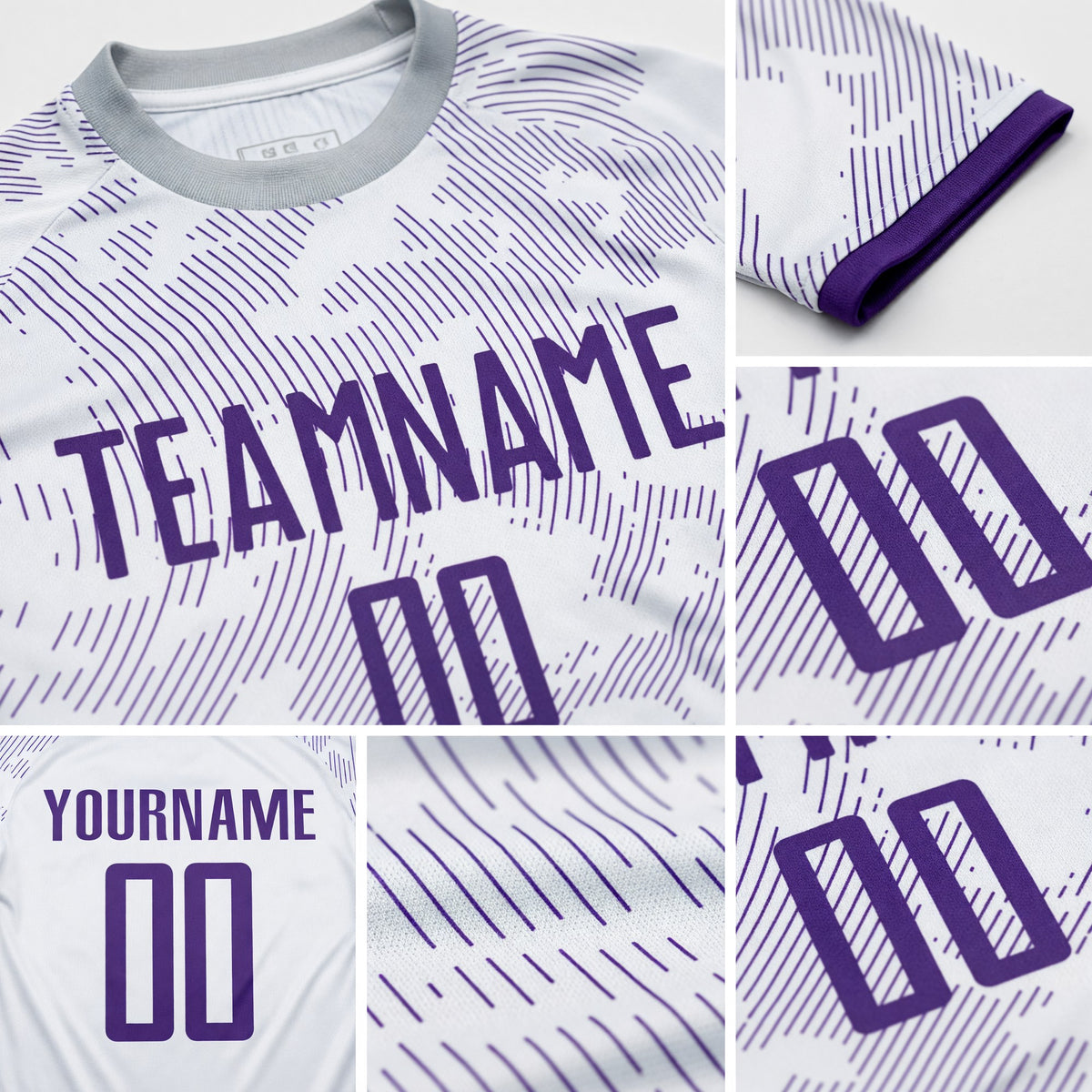 Custom White Purple Sublimation Soccer Uniform Jersey detail
