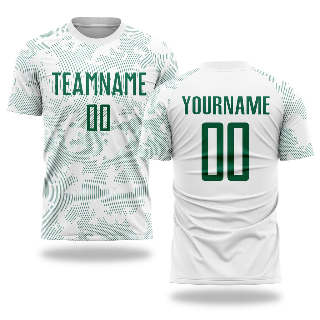 Custom White Kelly Green Sublimation Soccer Uniform Jersey