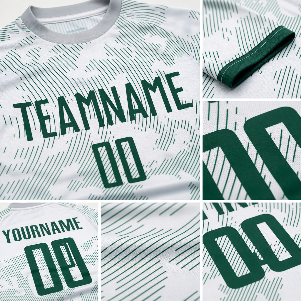 Custom White Kelly Green Sublimation Soccer Uniform Jersey detail