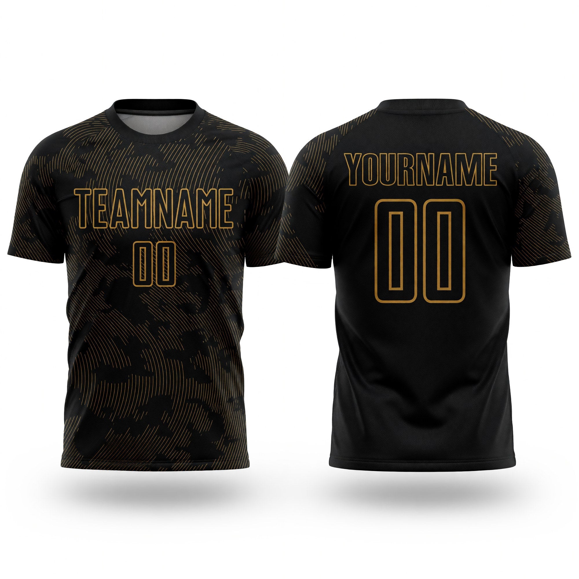 Custom Black Old Gold Sublimation Soccer Uniform Jersey