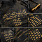 Custom Black Old Gold Sublimation Soccer Uniform Jersey detail