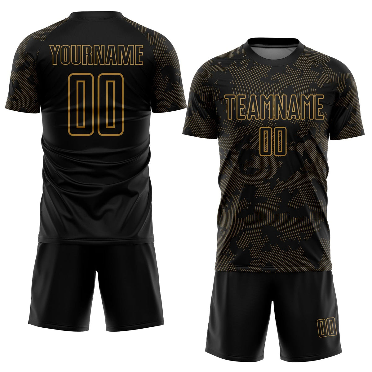Custom Black Old Gold Sublimation Soccer Uniform Jersey photo 2