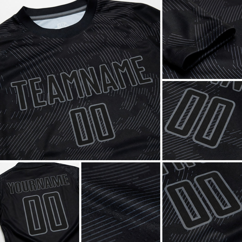 Custom Black Gray Sublimation Soccer Uniform Jersey detail
