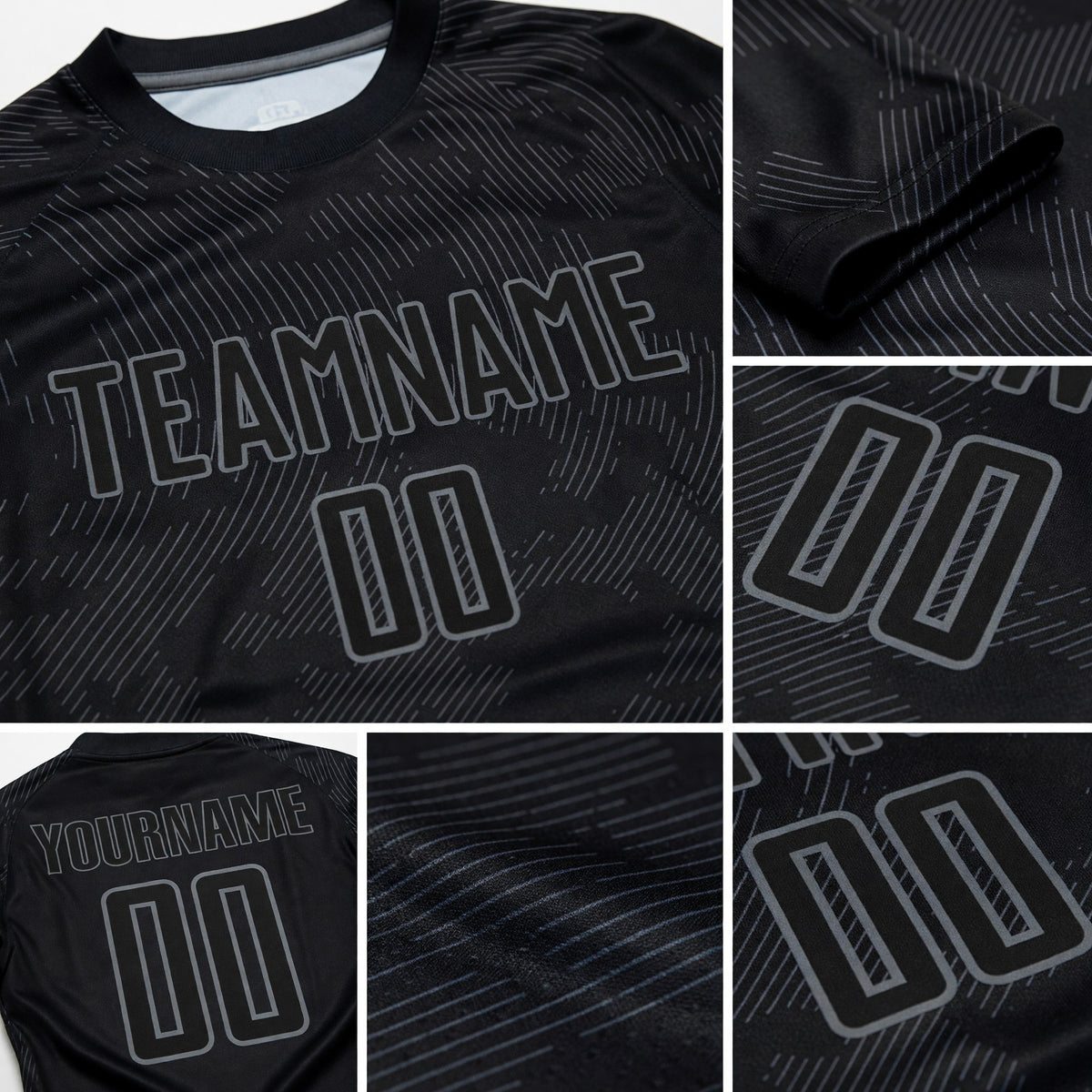 Custom Black Gray Sublimation Soccer Uniform Jersey detail