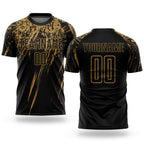 Custom Black Old Gold Sublimation Soccer Uniform Jersey
