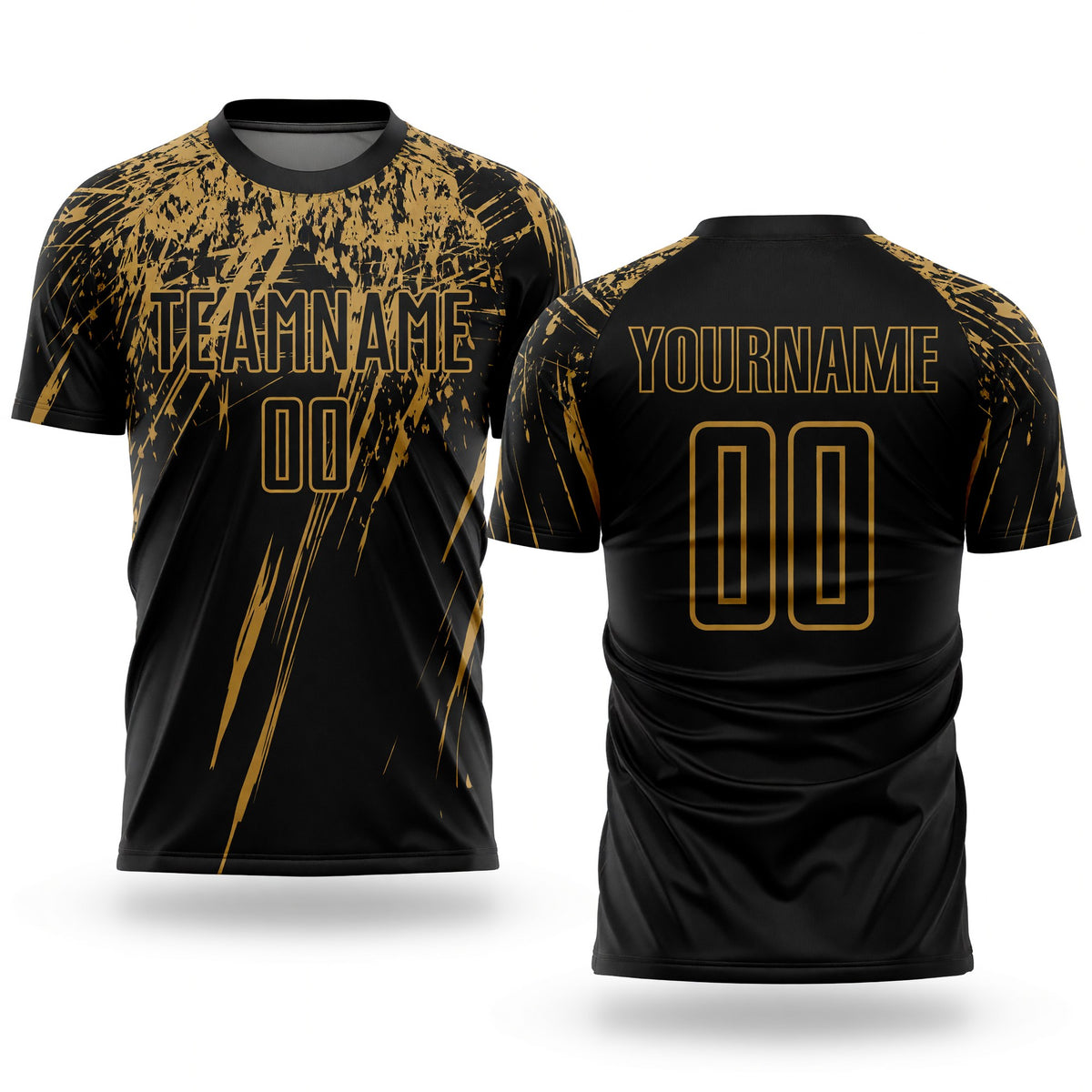 Custom Black Old Gold Sublimation Soccer Uniform Jersey
