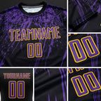 Custom Black Purple-Gold Sublimation Soccer Uniform Jersey detail