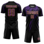Custom Black Purple-Gold Sublimation Soccer Uniform Jersey photo 2