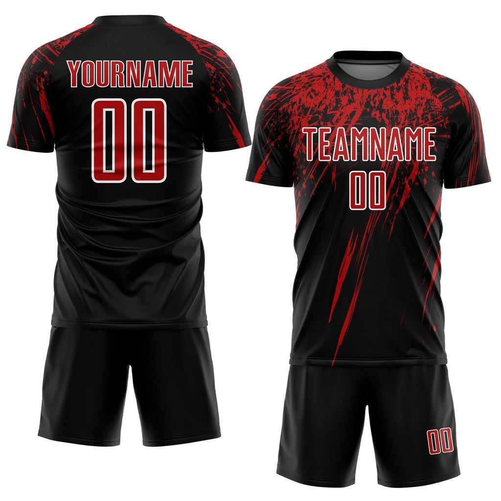 Custom Black Red-White Sublimation Soccer Uniform Jersey photo 2