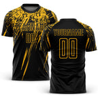 Custom Black Gold Sublimation Soccer Uniform Jersey