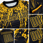 Custom Black Gold Sublimation Soccer Uniform Jersey detail