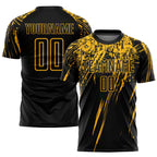 Custom Black Gold Sublimation Soccer Uniform Jersey photo 1