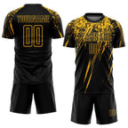 Custom Black Gold Sublimation Soccer Uniform Jersey photo 2