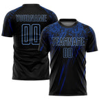 Custom Black Light Blue-Royal Sublimation Soccer Uniform Jersey