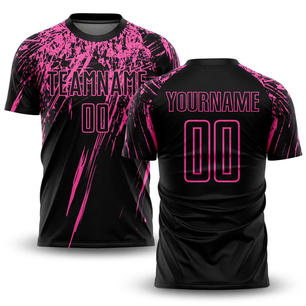 Custom Black Pink Sublimation Soccer Uniform Jersey