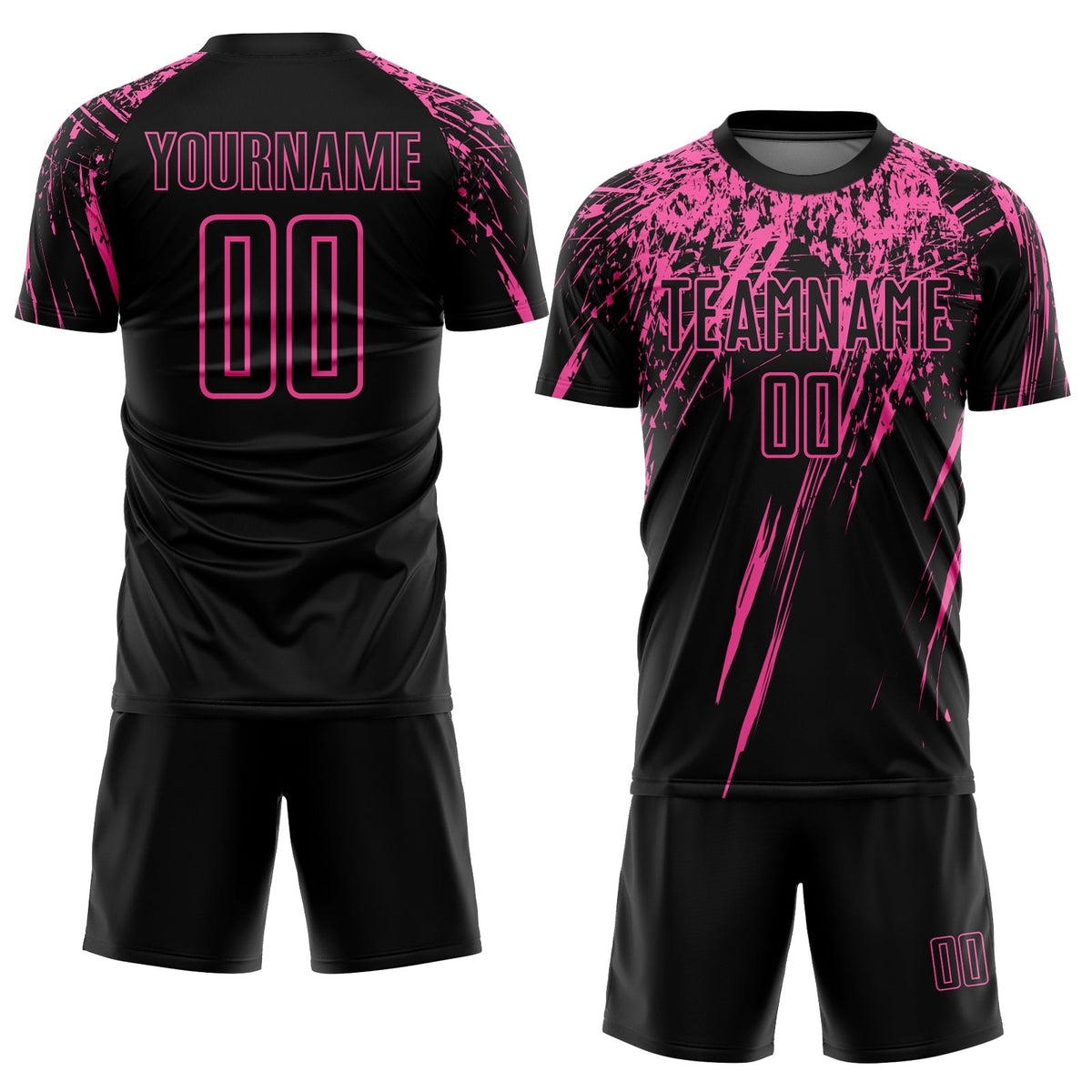 Custom Black Pink Sublimation Soccer Uniform Jersey photo 2