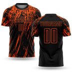 Custom Black Orange Sublimation Soccer Uniform Jersey