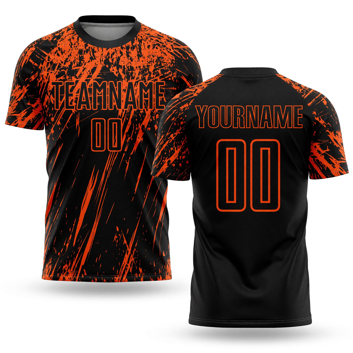 Custom Black Orange Sublimation Soccer Uniform Jersey