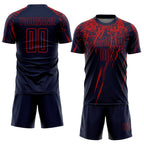 Custom Navy Red Sublimation Soccer Uniform Jersey photo 2