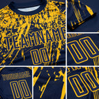 Custom Navy Yellow Sublimation Soccer Uniform Jersey detail