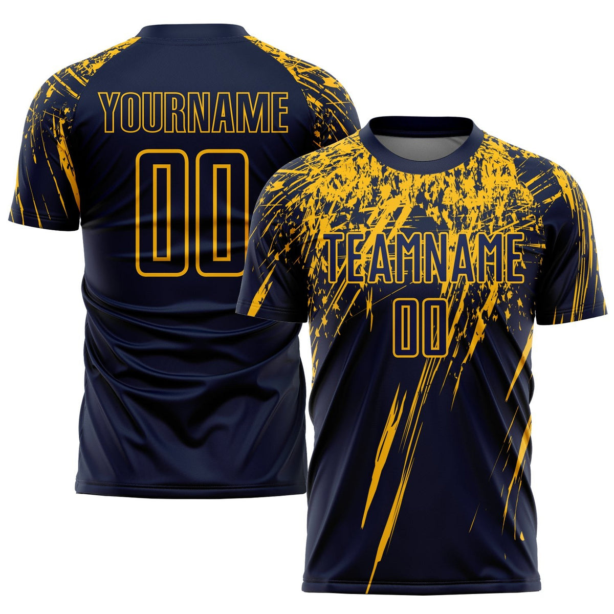Custom Navy Yellow Sublimation Soccer Uniform Jersey photo 1