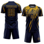 Custom Navy Yellow Sublimation Soccer Uniform Jersey photo 2