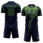 Custom Navy Neon Green Sublimation Soccer Uniform Jersey photo 2