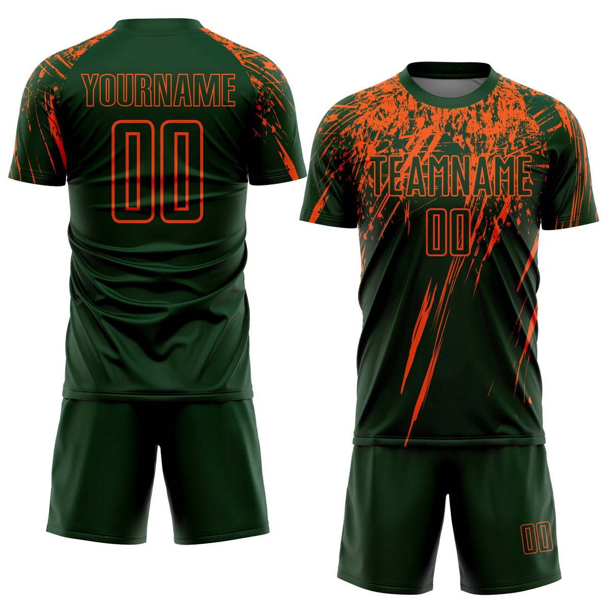 Custom Green Orange Sublimation Soccer Uniform Jersey photo 2
