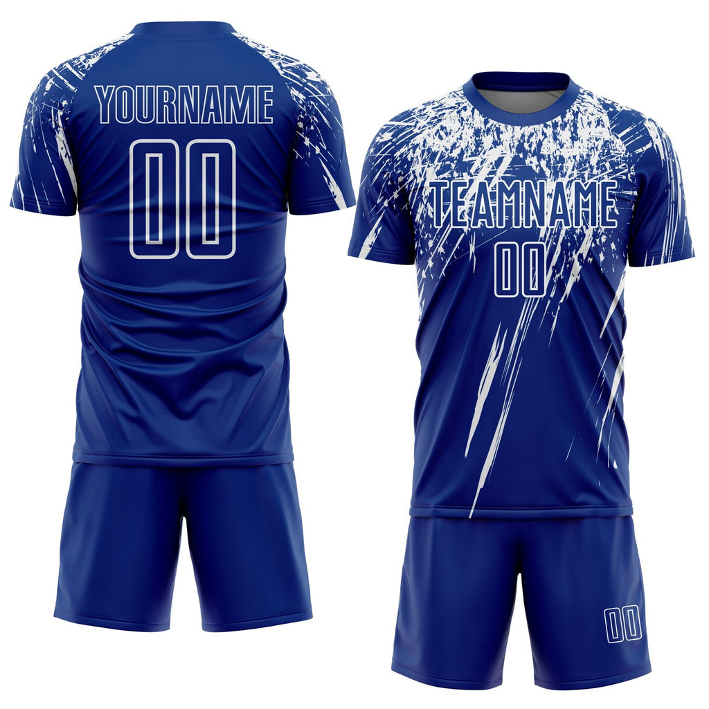 Custom Royal White Sublimation Soccer Uniform Jersey photo 2