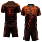 Custom Brown Orange Sublimation Soccer Uniform Jersey photo 2