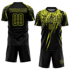 Custom Black Neon Yellow Sublimation Soccer Uniform Jersey photo 2