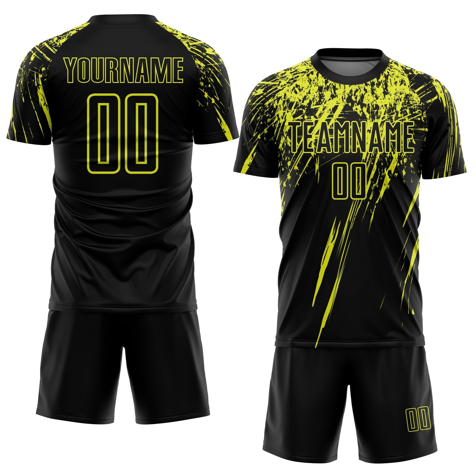 Custom Black Neon Yellow Sublimation Soccer Uniform Jersey photo 2