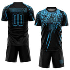 Custom Black Sky Blue Sublimation Soccer Uniform Jersey photo 2