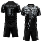 Custom Black Silver Sublimation Soccer Uniform Jersey photo 2