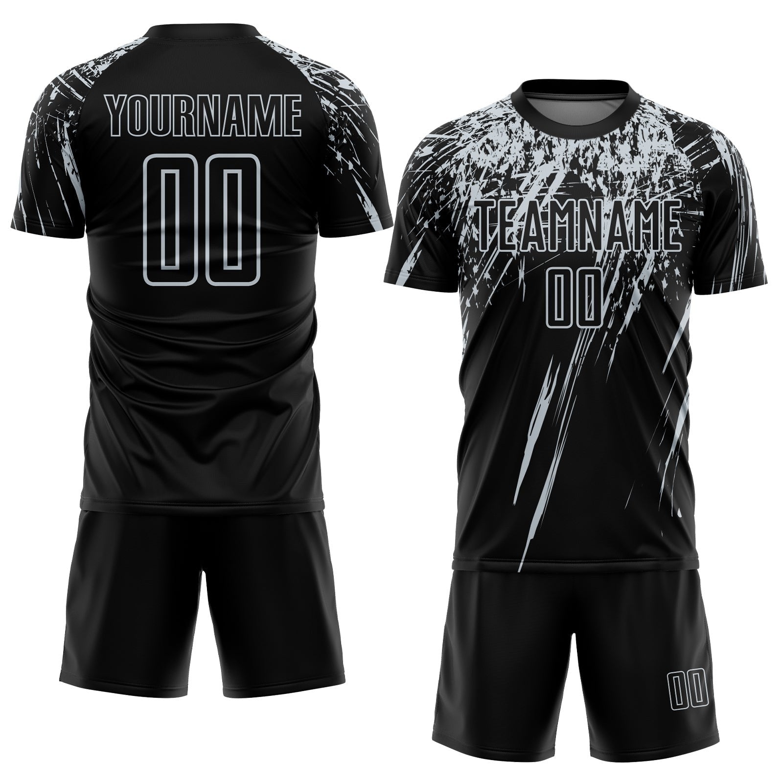 Custom Black Silver Sublimation Soccer Uniform Jersey photo 2