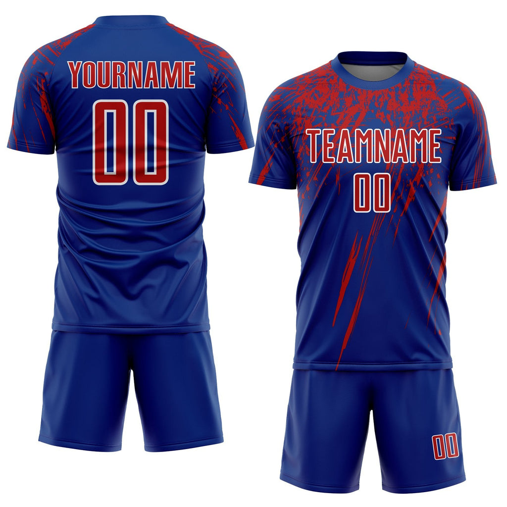Custom Royal Red-White Sublimation Soccer Uniform Jersey photo 2