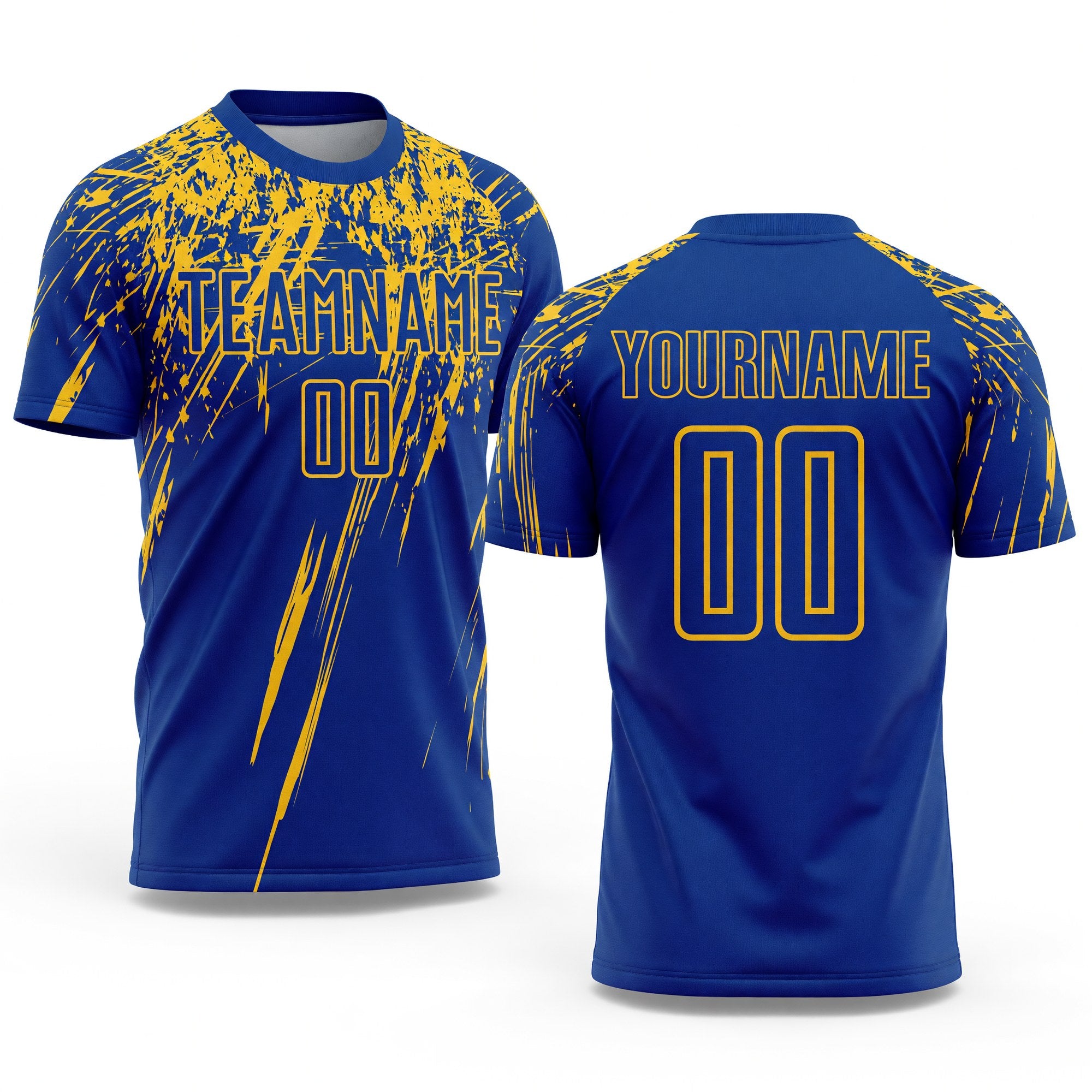 Custom Royal Yellow Sublimation Soccer Uniform Jersey